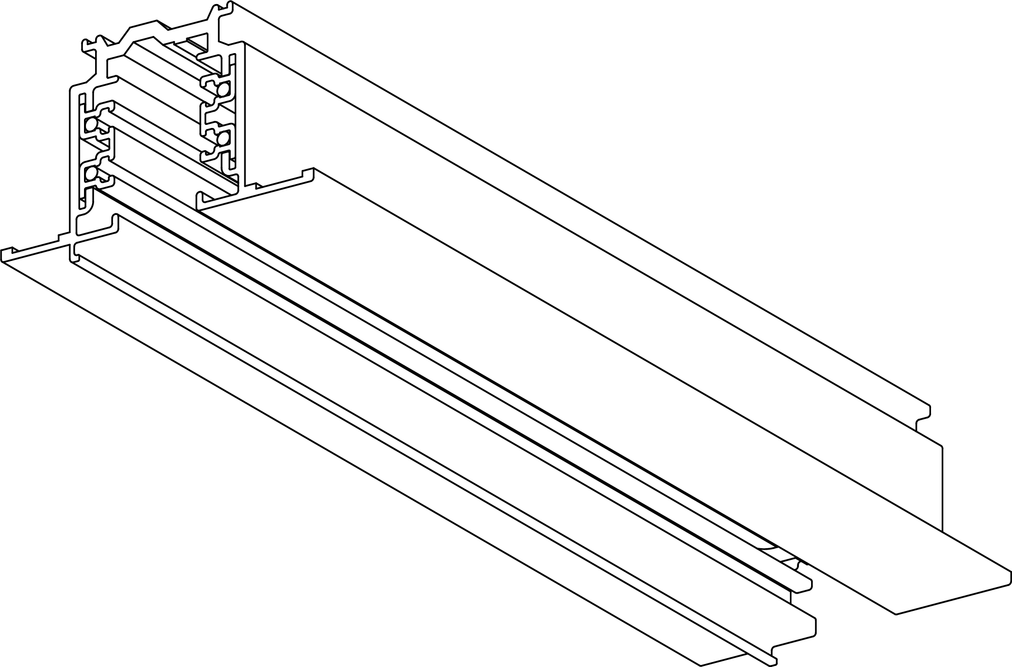 3-ph. Stromschiene Einbau GLOBAL weiss 2m
