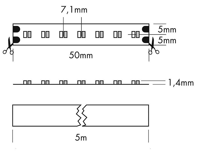 LED Streifen 1400 24VDC 72W dim-to-warm Rolle 5m