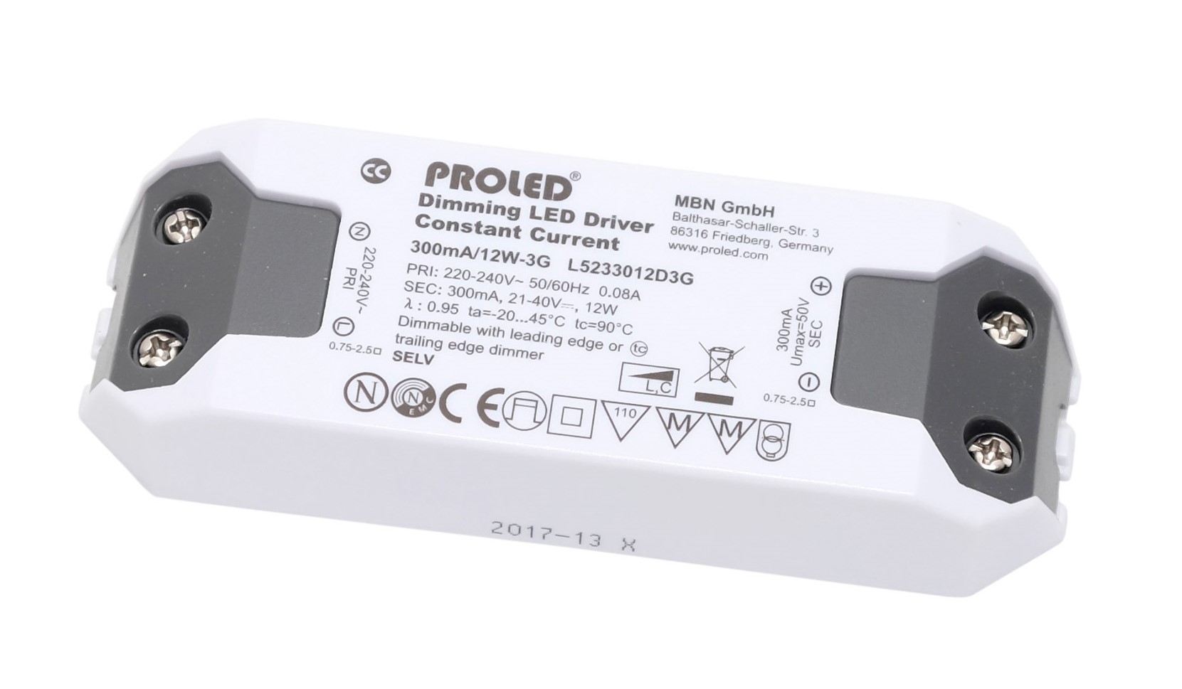 Konstantstrom Netzteil 300mA 12W TRIAC dimmbar