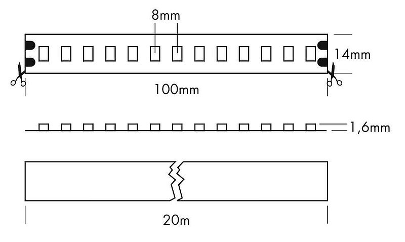 LED Streifen XTEND 48VDC 300W 4000K Rolle 20m
