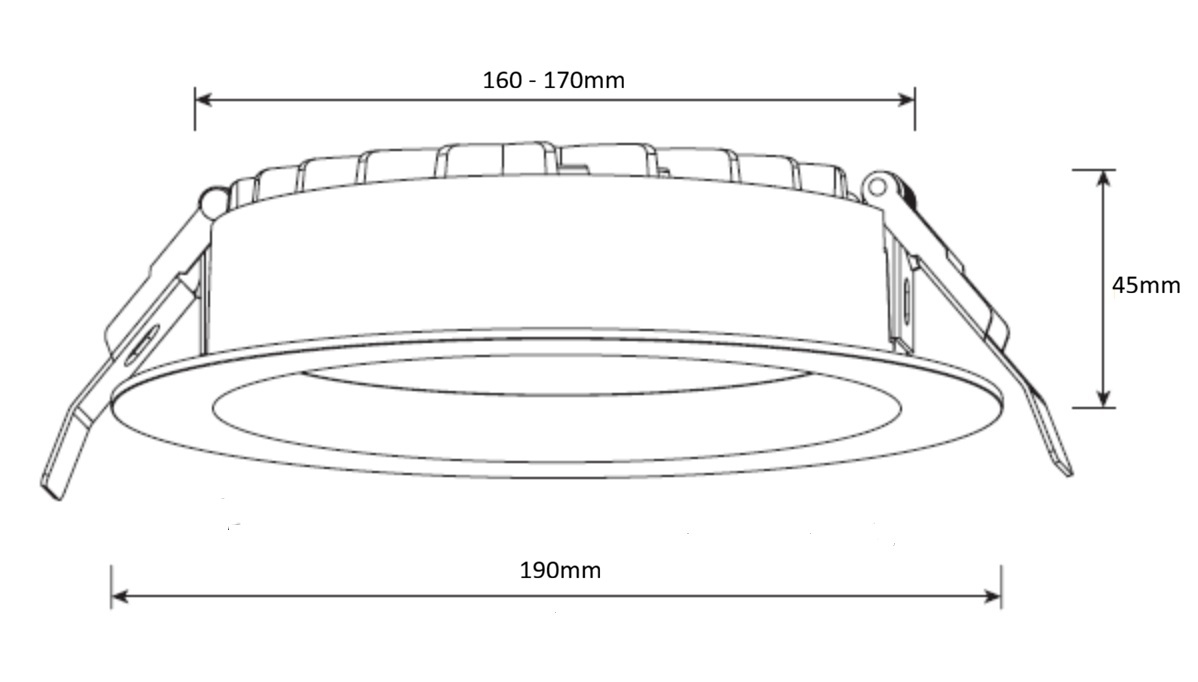 Einbau-Downlight 190 weiß 22W 230VAC 3000K/4000K/5700K ON/OFF