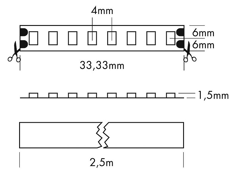 LED Streifen 1200 HE+ 24VDC 95W 6000K Rolle 2,5m