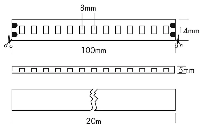 LED Streifen IP65 XTEND 48VDC 60W 2700K Rolle 20m