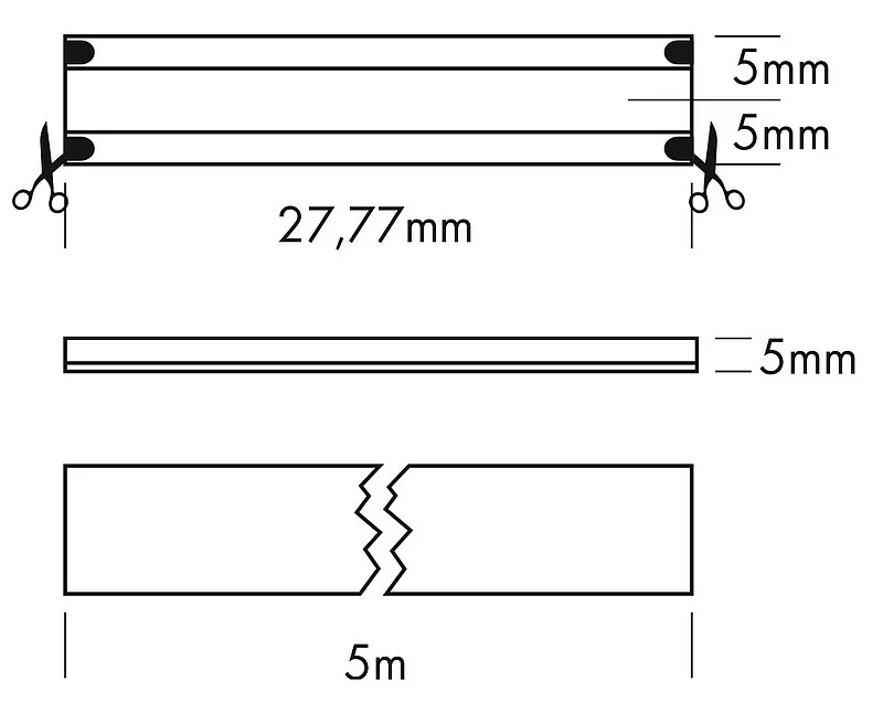LED Streifen IP65 SPOTLESS 24VDC 62,5W 2700K Rolle 5m