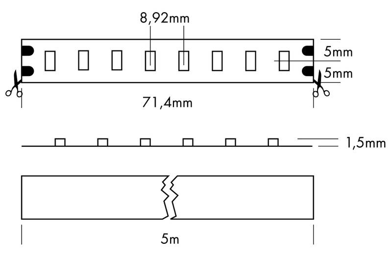 LED Streifen 5630 HE+ 24VDC 95W 6000K Rolle 5m