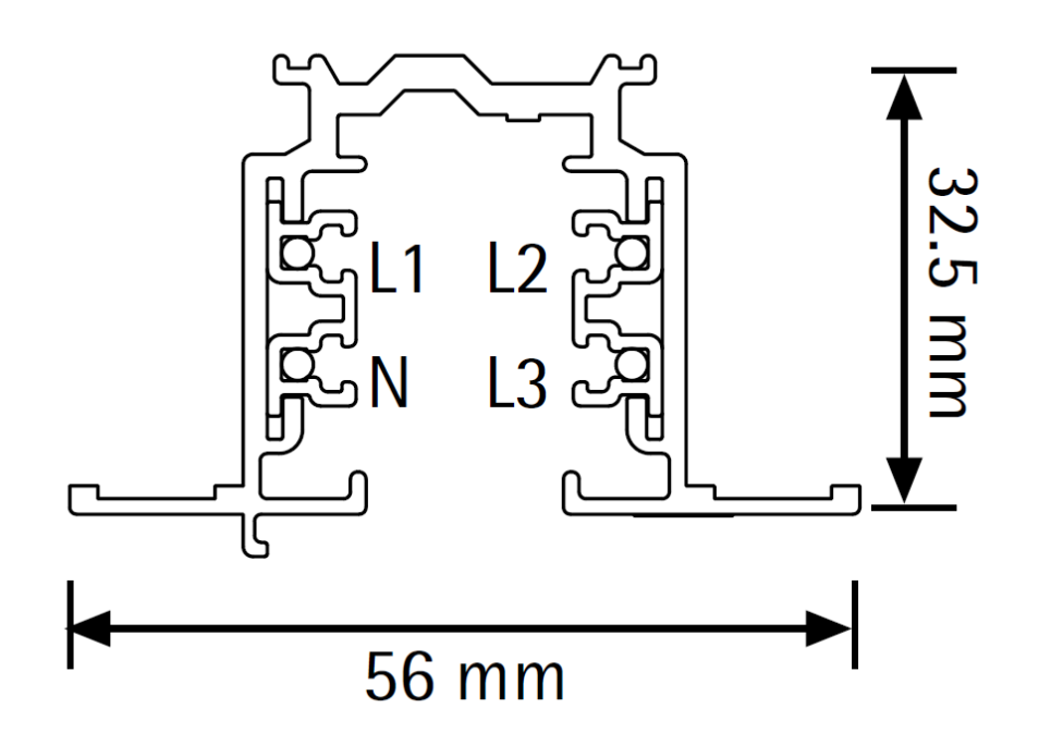 3-ph. Stromschiene Einbau GLOBAL weiss 2m